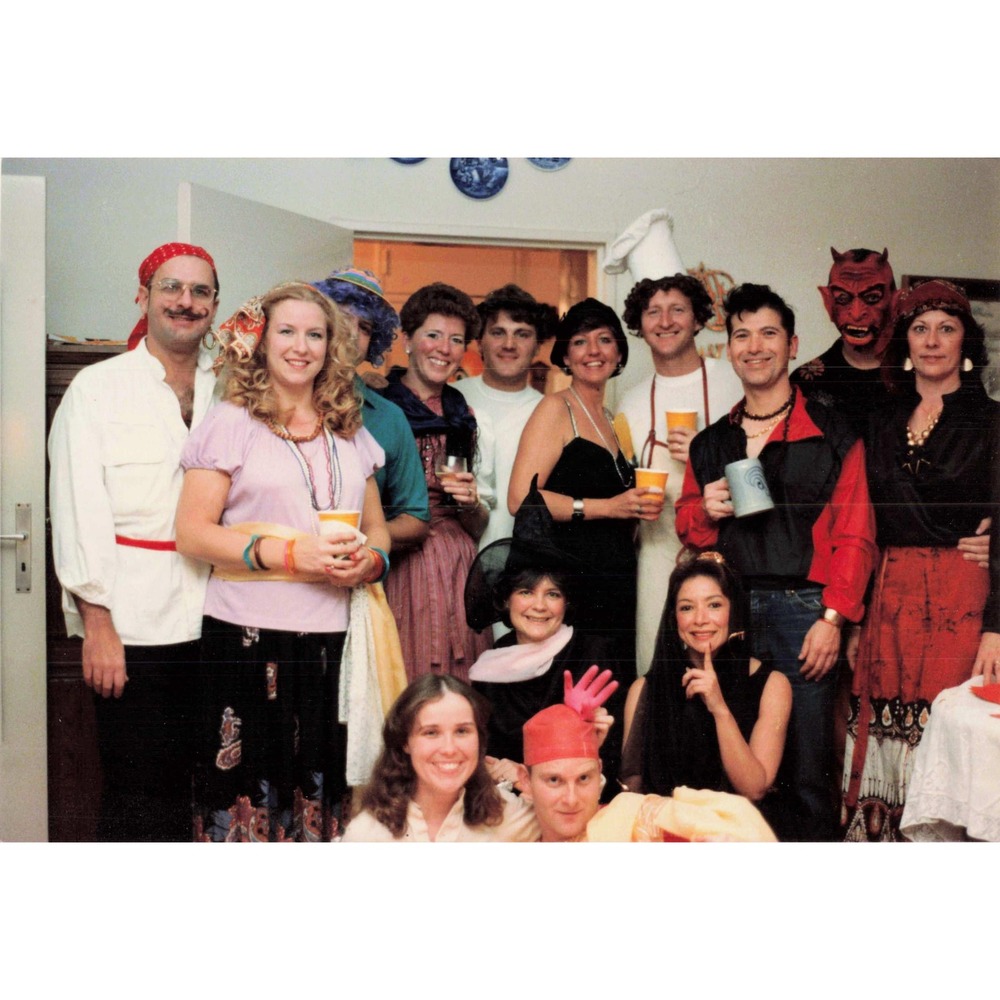 Found Photo 1986 Halloween Costume Party Group Snapshot Vintage 80s Kodak Print